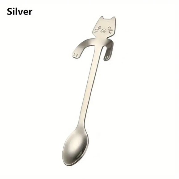 Adorable Kitty Hang On Side Of Cup Unique Gift Stainless Steel Spoon! - Picture 4 of 4
